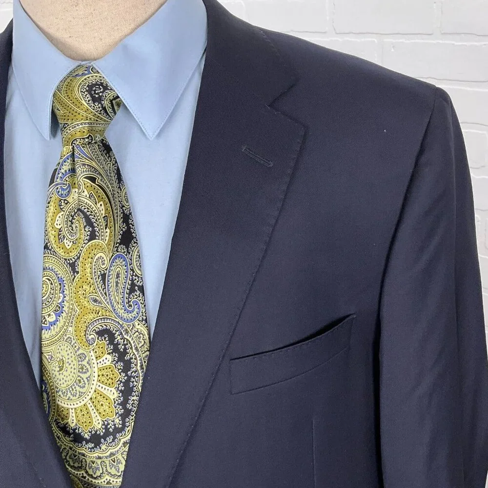 Samuelsohn Blazer Men 46R Blue Surgeon Cuffs Colombo‎ Icewool 150s Italy